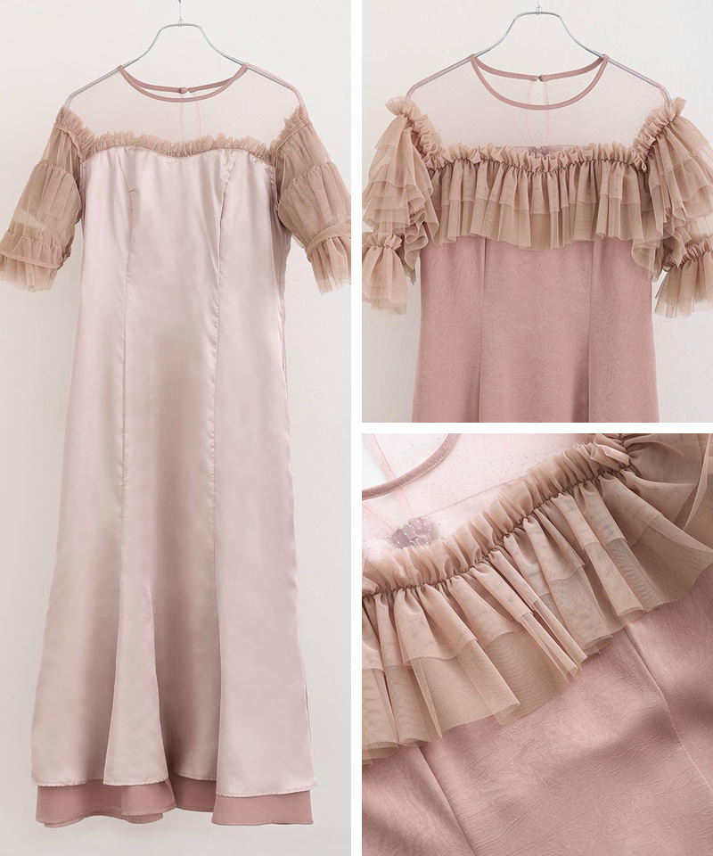 PourVous（プールヴー） ヴィンテージ風 サテン パーティードレス 結婚