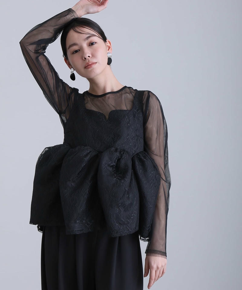 atloペプラムセットアップドレス　Mサイズ　オケージョン　パンツドレス atlo（アトロ） シアー ペプラム パンツ 結婚式 セットアップ パンツ