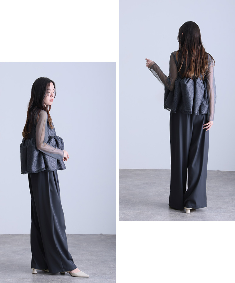 atloペプラムセットアップドレス　Mサイズ　オケージョン　パンツドレス atlo（アトロ） シアー ペプラム パンツ 結婚式 セットアップ パンツ