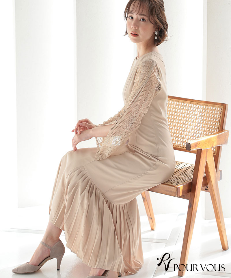 PourVous ワンピース 体型カバー 結婚式 小さいサイズ