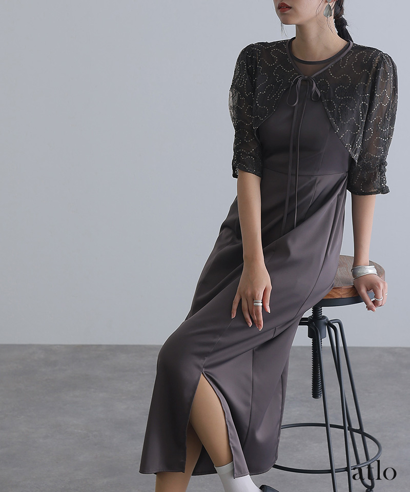 671231420 ワンピース 体型カバー フォーマルドレス 大きいサイズ 結婚式 小柄 小さいサイズ ドレス 韓国 フォーマル パーティードレス 20代 30代 40代 50代 お呼ばれ 上品 顔合わせ 春 夏 秋 冬 150 低身長 ミセス 着痩せ 即日発送 おしゃれ 袖あり 袖付き 総レース レース atlo（アトロ） ワンピース 体型カバー フォーマルドレス 大きいサイズ