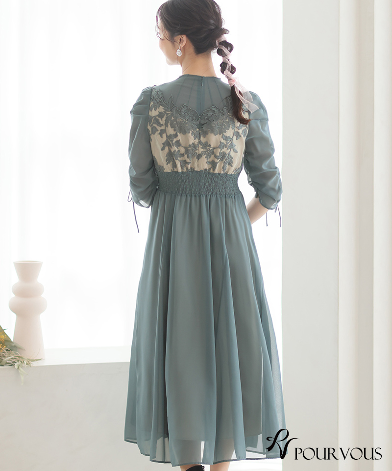 PourVous 体型カバー フォーマルドレス ワンピース 結婚式