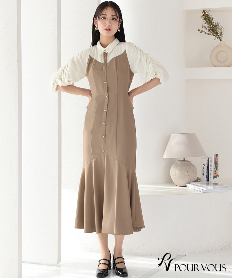 PourVous 体型カバー フォーマルドレス ワンピース 結婚式