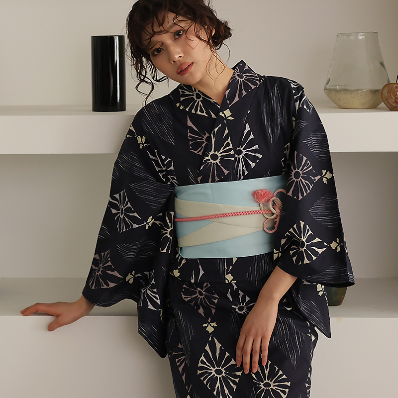 浴衣 洗える浴衣 レディース セット ゆかた 浴衣セット 女性 大人 花火大会 帯 ストライプ シック 低身長 紺 ミセス ブルー おしゃれ モダン浴衣 兵児帯 半巾帯