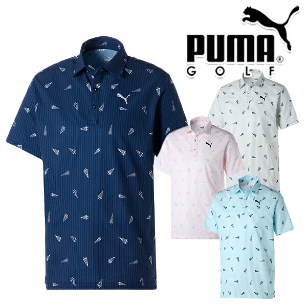 プーマゴルフ 2023年春夏モデル メンズ フラッグ シアサッカー 半袖ポロシャツ 622424 PUMA GOLF 【23】