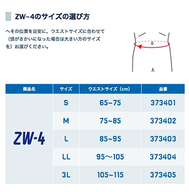 ザムスト 腰用 サポーター ZWシリーズ 一体型補助ベルト メッシュ