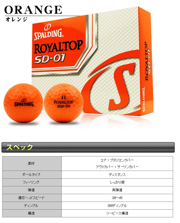 SPALDING-スポルディング ROYAL TOP SD-01　ロイヤルトップ　SD-01 ゴルフボール　1ダース(12個入り)