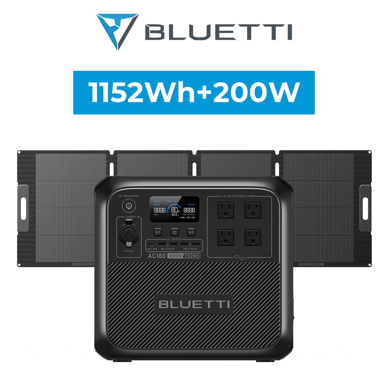 BLUETTI ポータブル電源 ソーラーパネル セット AC180+200W 1152Wh