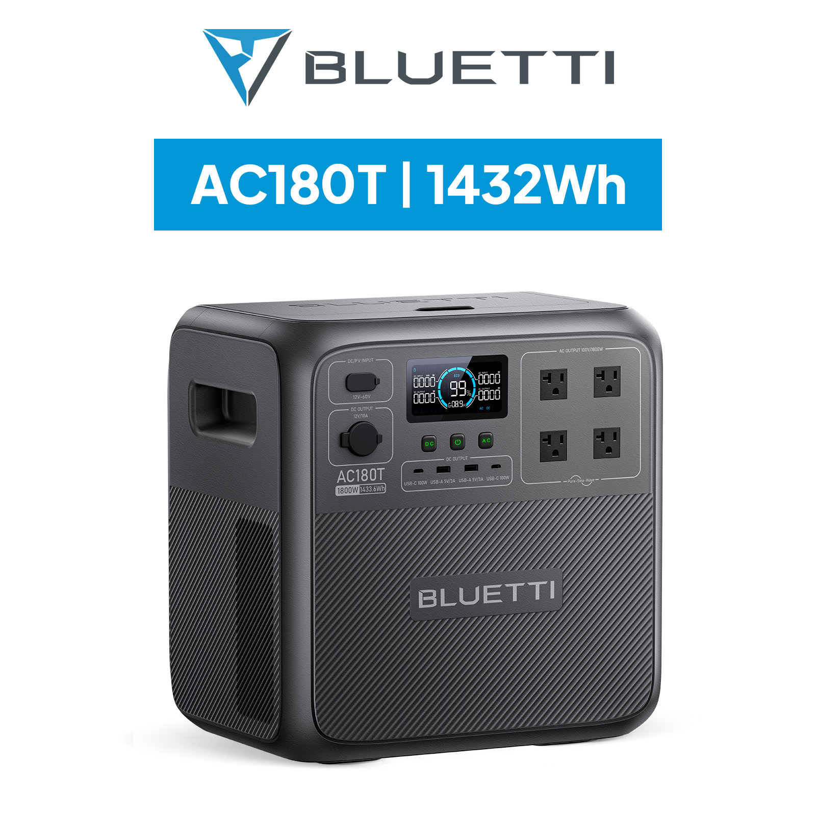 BLUETTI ポータブル電源 AC180T 1432Wh/1800W 大容量 家庭用蓄電池 バッテリー交換可能 5年保証 非常用電源(サージ2700W)  長寿命 防災グッズ アウトドア : ac180t-jp-gy-bl-yahjp-00 : BLUETTI JAPAN ヤフーショップ - 通販 -  Yahoo!ショッピング