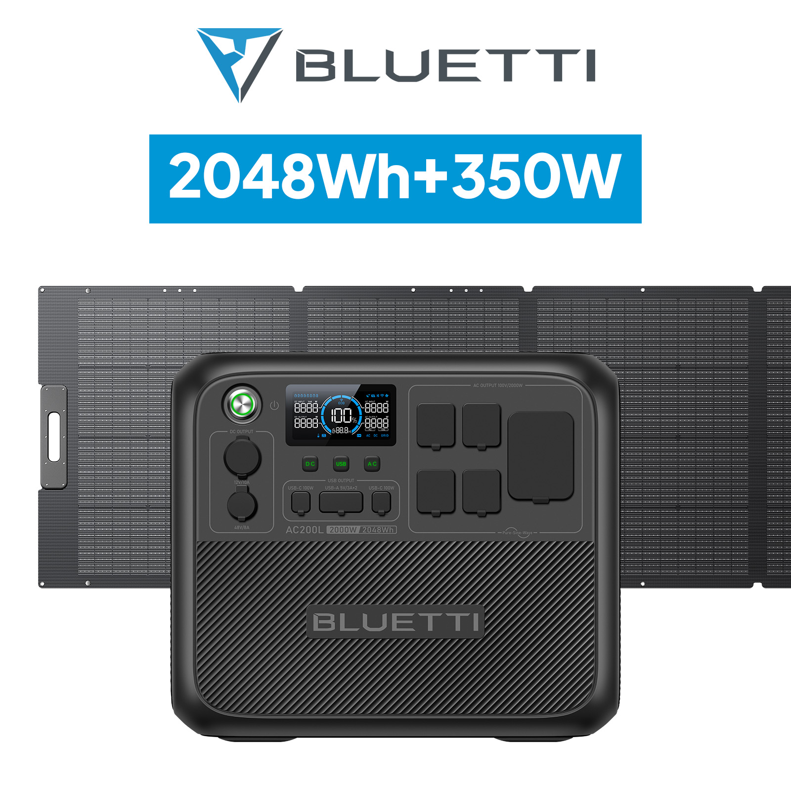 BLUETTI ポータブル電源 ソーラーパネル セット AC200L+PV350 2048Wh+350W 1.5時間満充電 大容量 5年保証 リン酸鉄  長寿命 容量拡張可能 防災 車中泊 : yahjp-ac200l-350wset : BLUETTI JAPAN ヤフーショップ - 通販 -  Yahoo!ショッピング