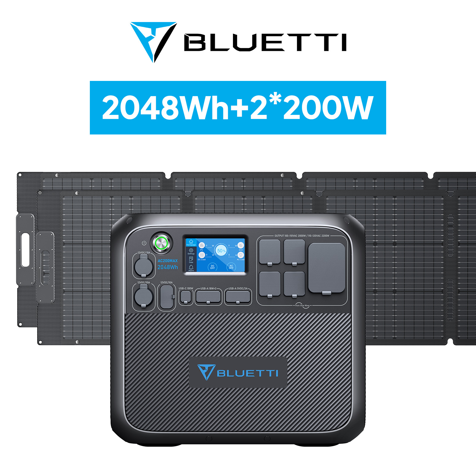 BLUETTI ポータブル電源 ソーラーパネル セット AC200MAX+2枚200W 三点セット 2000Wh+400W 大容量 蓄電池 家庭用  リン酸鉄 急速充電 停電対策 : ac200max2pv200 : BLUETTI JAPAN ヤフーショップ - 通販 - Yahoo!ショッピング