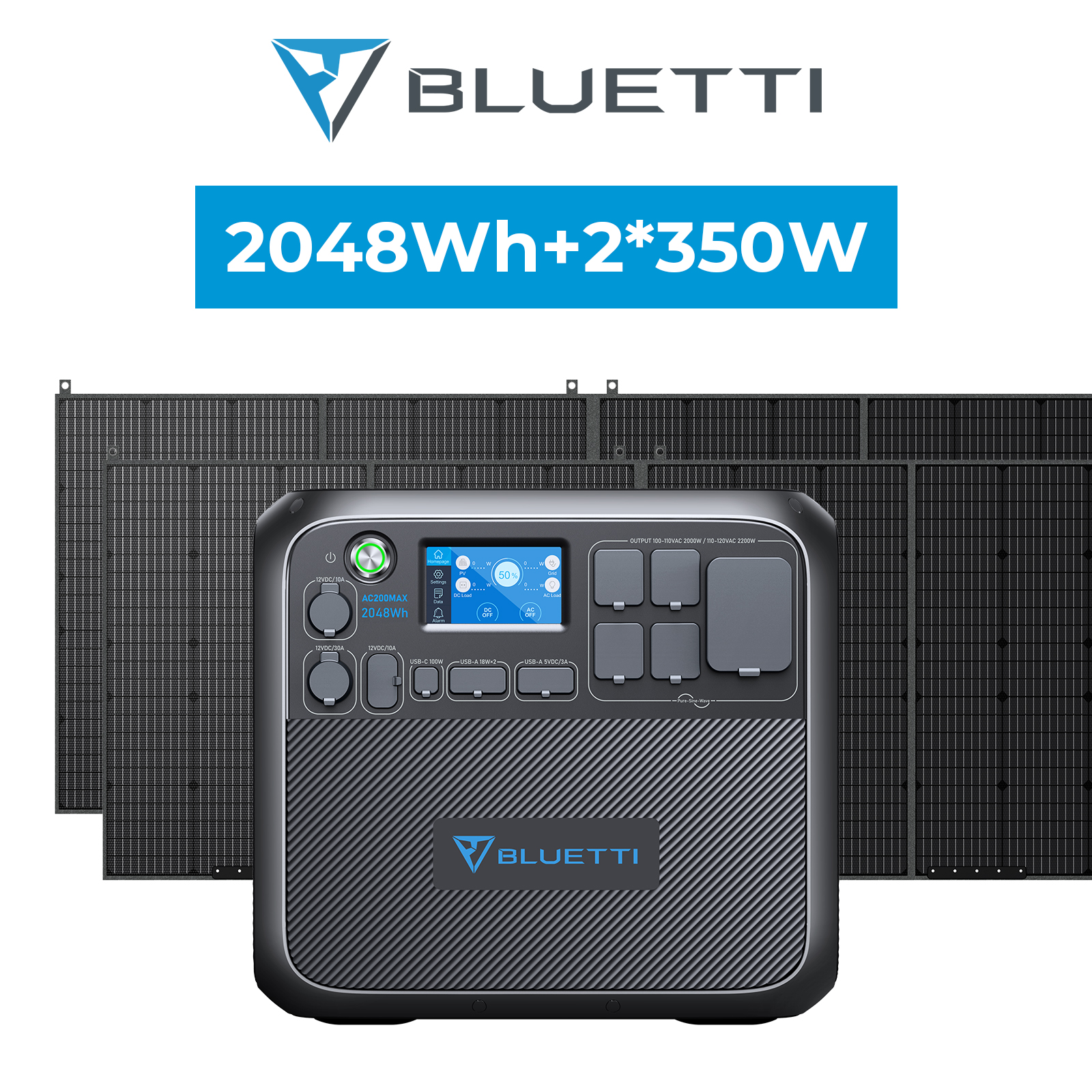 BLUETTI AC200MAX+2枚PV350 三点セット ポータブル電源 ソーラーパネル セット 大容量 蓄電池 家庭用 2000Wh+700W リン酸鉄 防災用 :ac200max2pv350:BLUETTI JAPAN ヤフーショップ