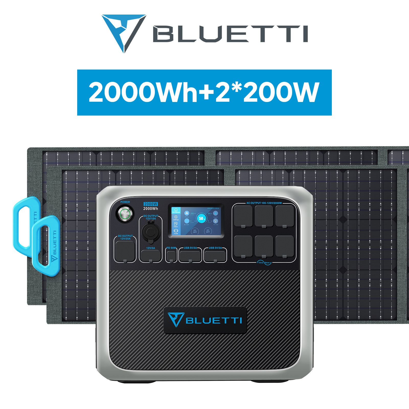 BLUETTI AC200P+2枚200W ポータブル電源 ソーラーパネル セット 大容量 2000Wh/2000W 大出力 リン酸鉄 蓄電池 家庭用バッテリー 急速充電 停電対策 :ac200p2pv200:BLUETTI JAPAN ヤフーショップ