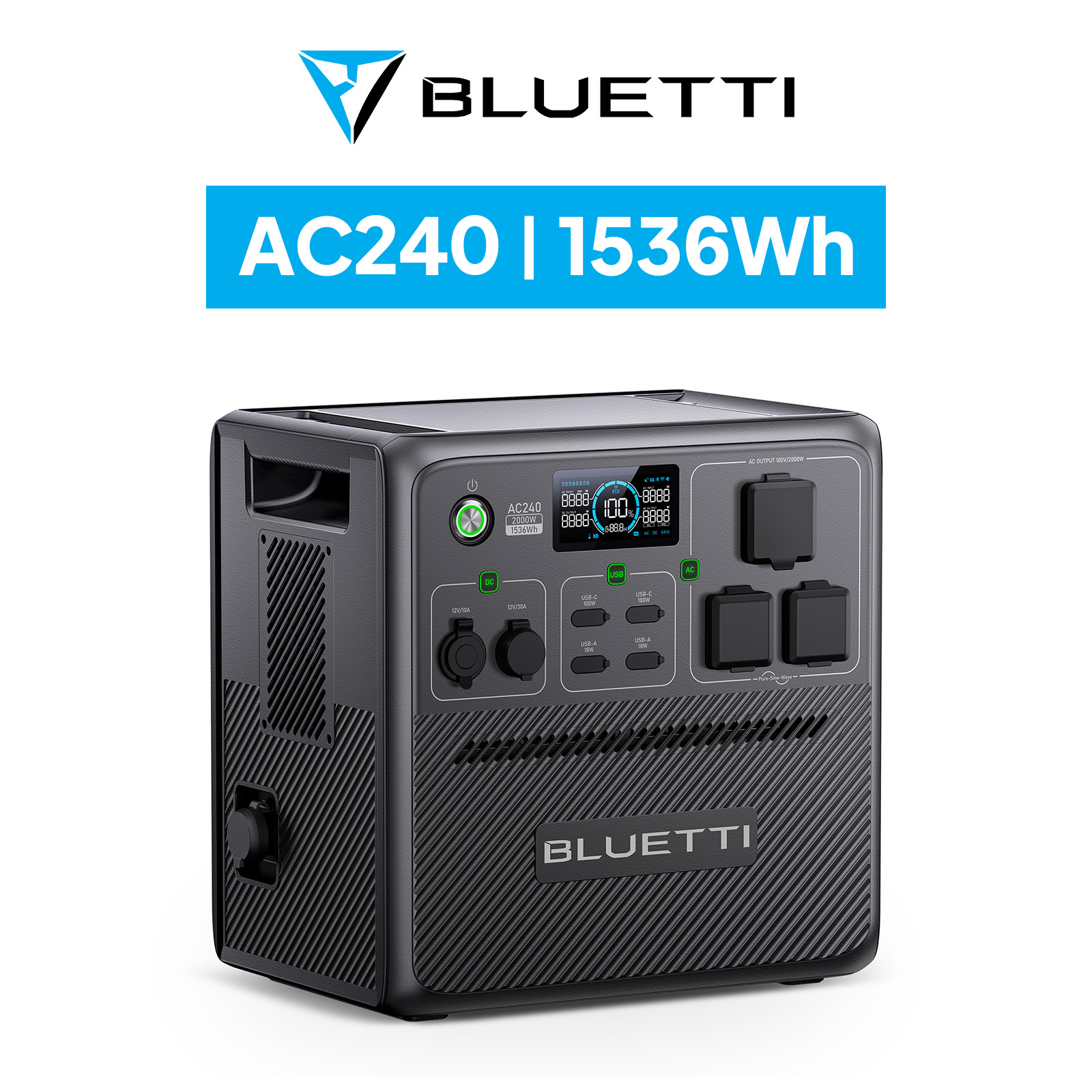 BLUETTI ポータブル電源 AC240 1536Wh/2000W 防水防塵 6年保証 蓄電池 大容量 リン酸鉄 長寿命 非常用電源（サージ3000W）アウトドア  釣り : ac240-jp-gy-bl-yahjp-00 : BLUETTI JAPAN ヤフーショップ - 通販 - Yahoo!ショッピング