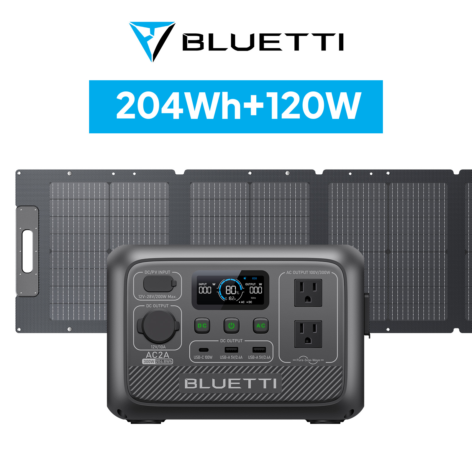 BLUETTI ポータブル電源 ソーラーパネル セット AC2A+120W 204Wh/300W 小型軽量 家庭用 蓄電池 5年保証  (サージ600W) UPS機能 スマホ対応 アウトドア用 : yahjp-ac2a-120wset : BLUETTI JAPAN ヤフーショップ -  通販 - Yahoo!ショッピング