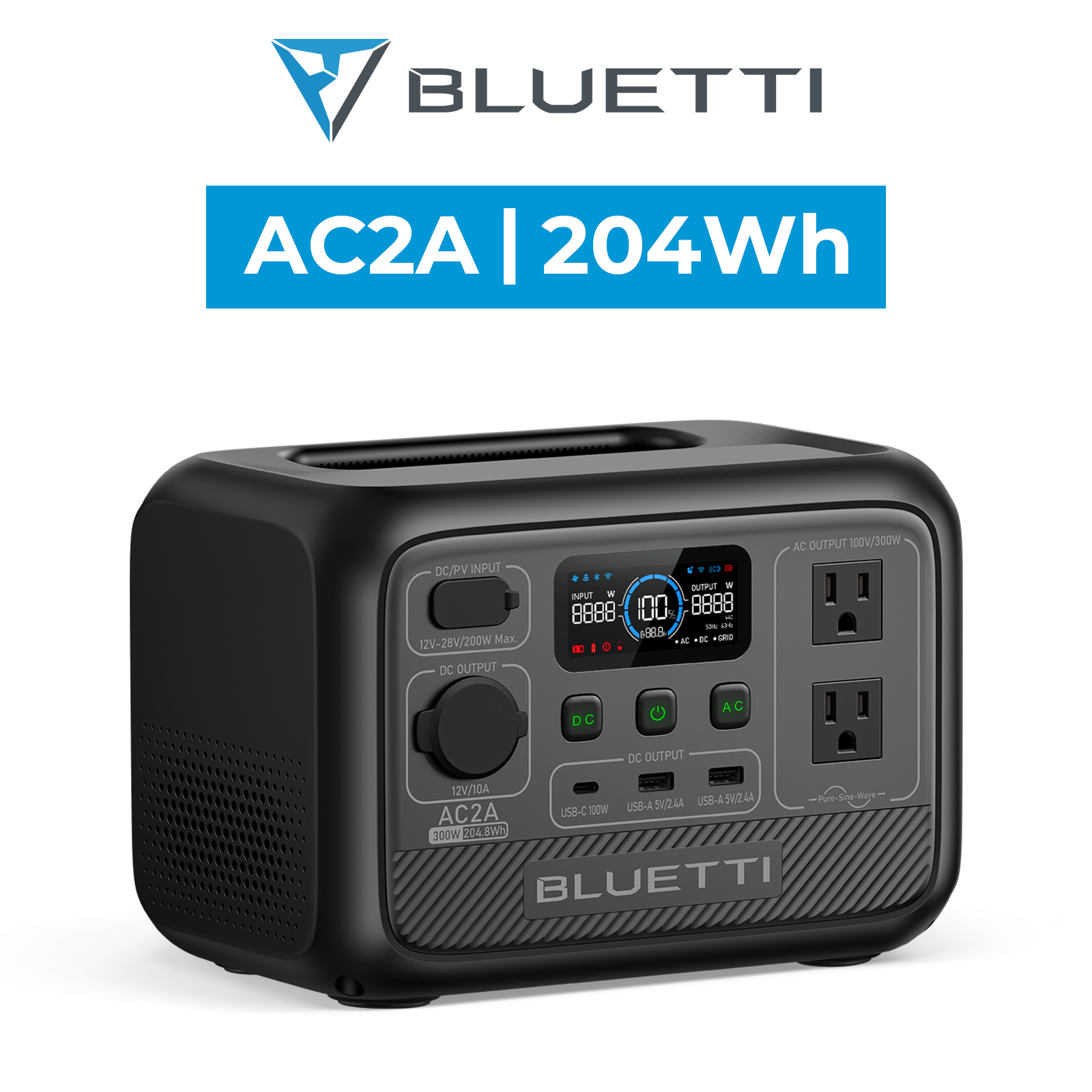 BLUETTI AC2A ポータブル電源 大容量バッテリー 300W 204Wh - 発電機