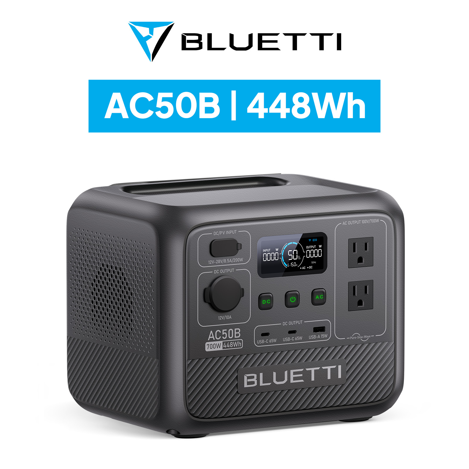 BLUETTI ポータブル電源 AC50B 448Wh/700W 小型軽量 家庭用 蓄電池 5年保証 バックアップ電源(サージ1000W) UPS機能  アプリ対応 アウトドア 防災 節電 キャンプ : ac50b-jp-gy-bl-yahjp-00 : BLUETTI JAPAN ヤフーショップ -  通販 - Yahoo!ショッピング