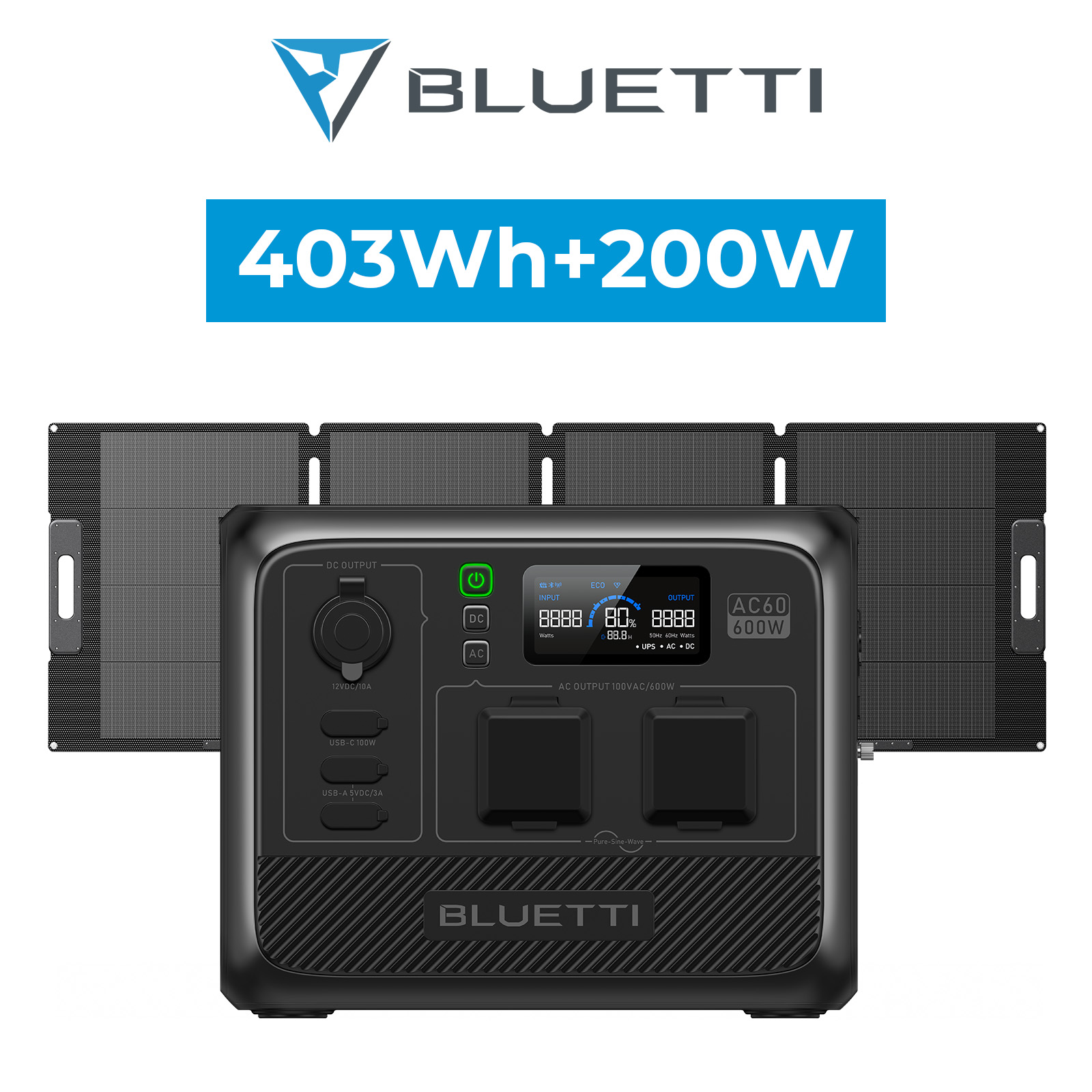 BLUETTI ポータブル電源 ソーラーパネル セット AC60+200W 403Wh/600W