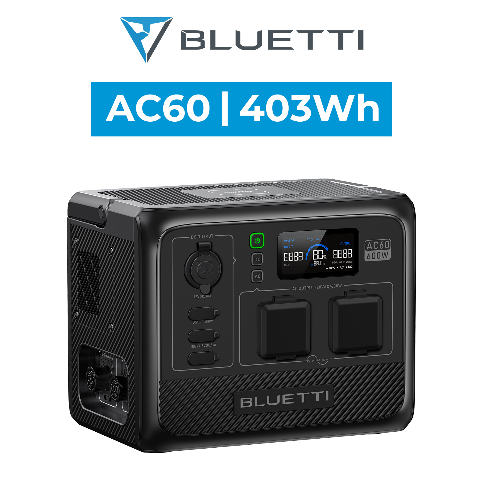BLUETTI ポータブル電源 AC60 403Wh 600W 容量拡張機能 IP65防塵防水 6
