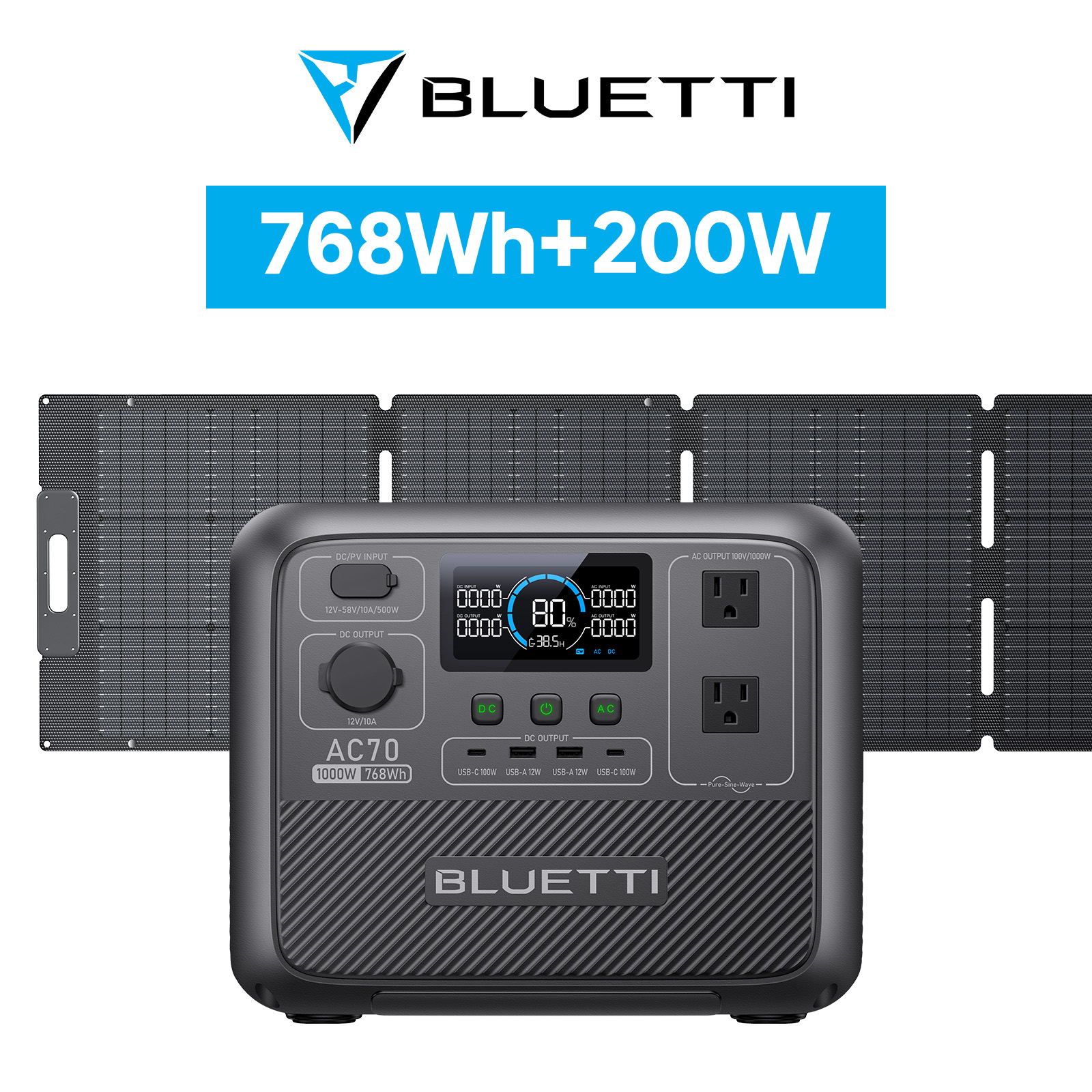 BLUETTI ポータブル電源 ソーラーパネル セット AC70+200W 768Wh/1000W 大容量 家庭用 蓄電池 5年保証 バックアップ電源  (サージ2000W) UPS機能 : yahjp-ac70-mp200set : BLUETTI JAPAN ヤフーショップ - 通販 -  Yahoo!ショッピング