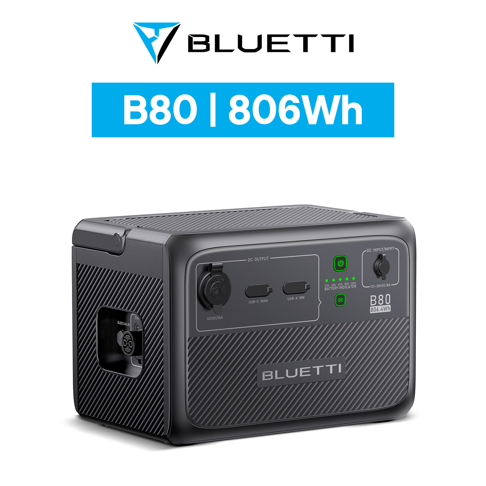 BLUETTI ポータブル電源 B80 拡張バッテリー 806Wh IP65防塵防水 6年保証 軽量 小型 蓄電池 リン酸鉄 長寿命 アウトドア  キャンプ 防災 非常用電源