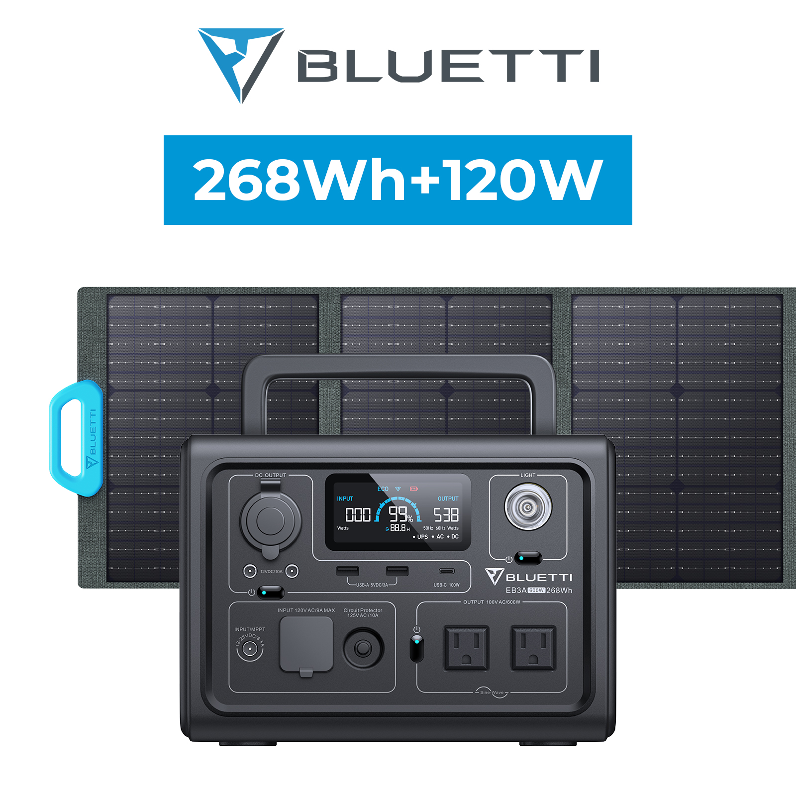 BLUETTI ポータブル電源 EB3A スチールグレー 268Wh/600W 軽量 小型