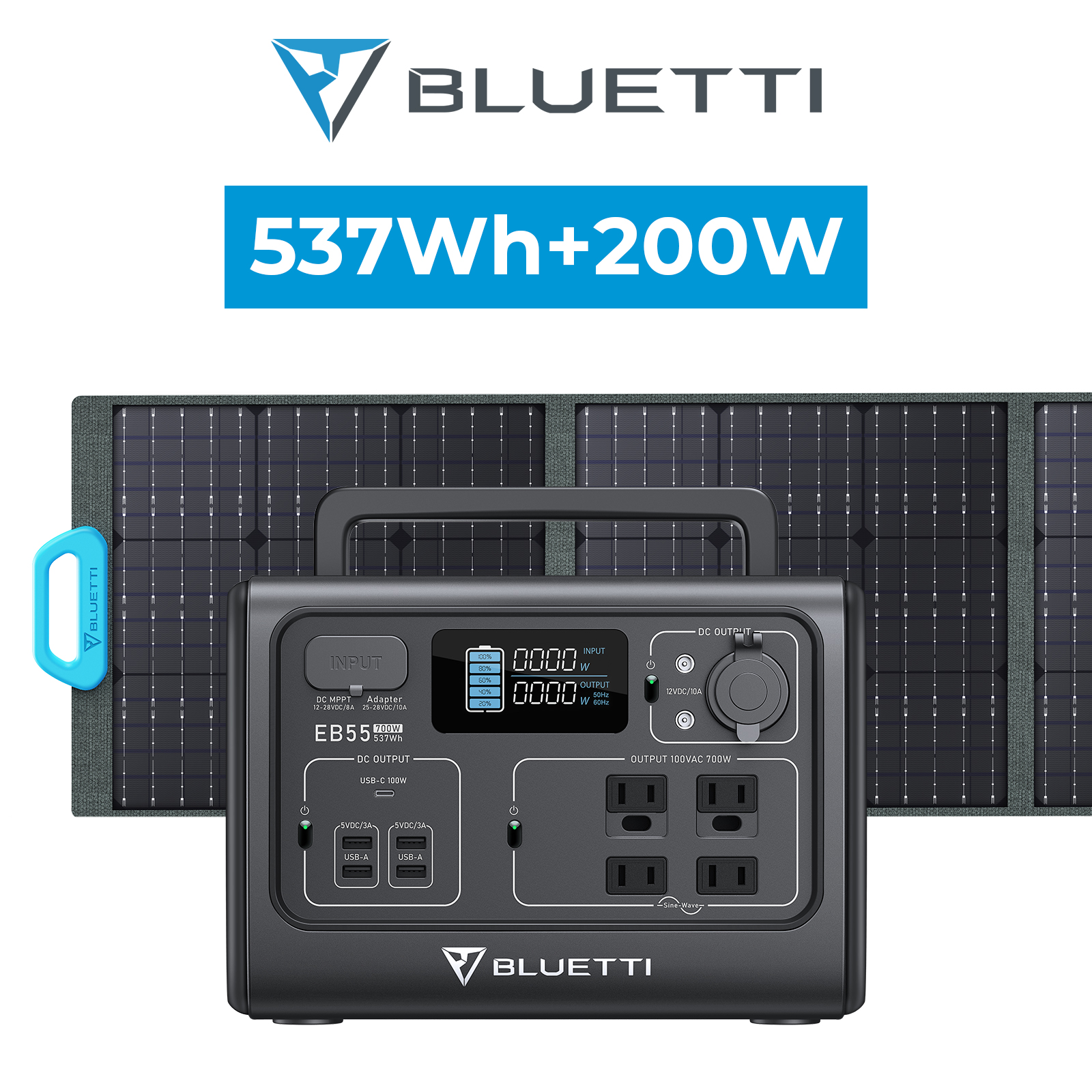 BLUETTI ポータブル電源 ソーラーパネル セット EB55+200Ｗ 家庭用 ポータブルバッテリー 537Wh/700W リン酸鉄 太陽光パネル 発電機 防災 停電 軽量 :eb55 set2:BLUETTI JAPAN ヤフーショップ