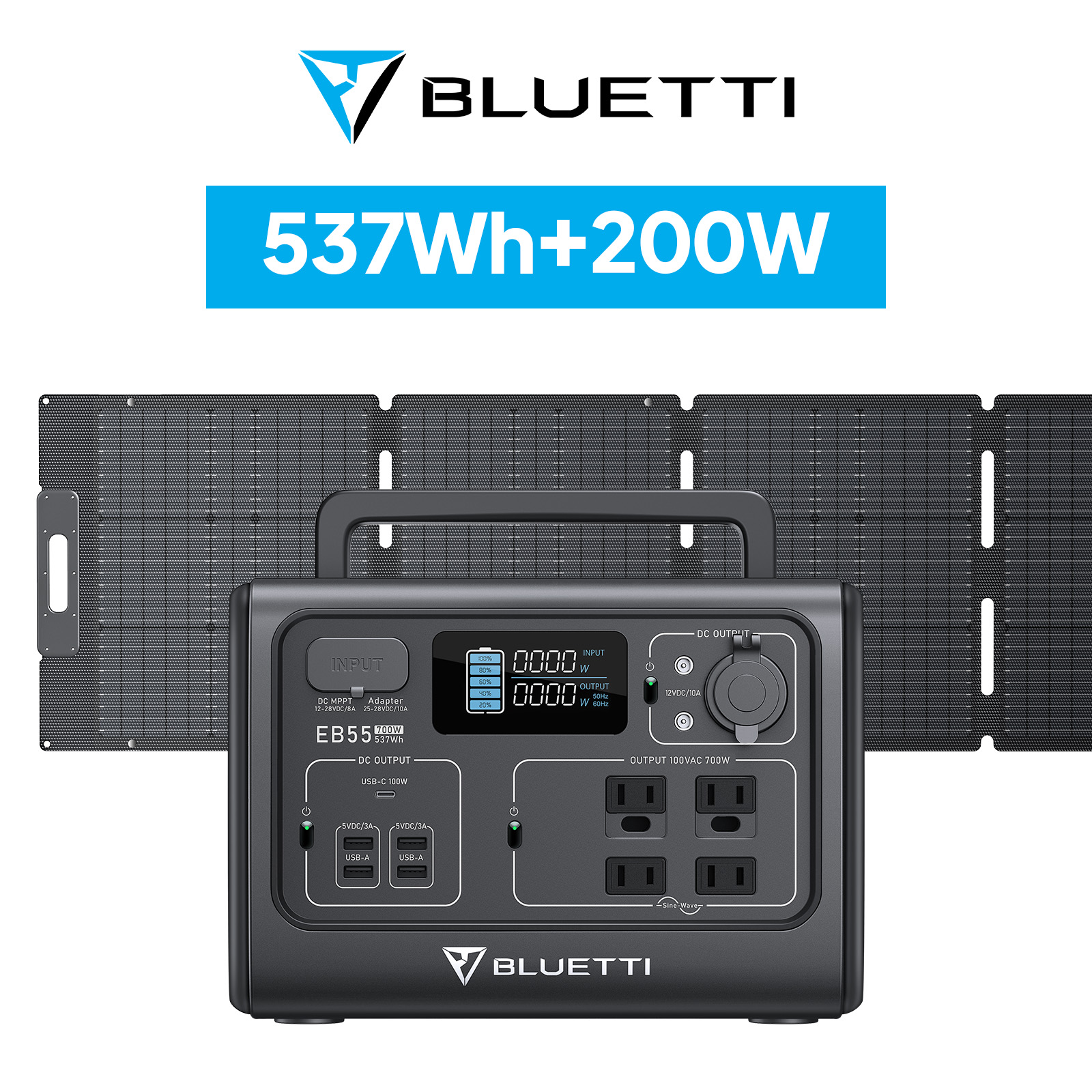 BLUETTI ポータブル電源 ソーラーパネル セット EB55+200Ｗ 家庭用 ポータブルバッテリー 537Wh/700W リン酸鉄 太陽光パネル  発電機 防災 停電 軽量 : eb55-set2 : BLUETTI JAPAN ヤフーショップ - 通販 - Yahoo!ショッピング