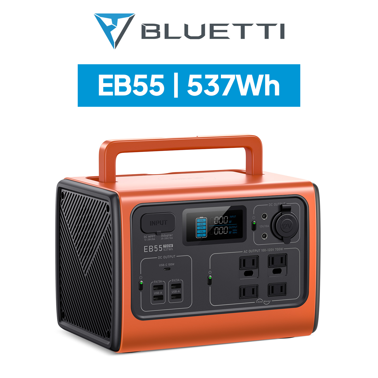 BLUETTI ポータブル電源 EB55 オレンジ 537Wh/700W リン酸鉄 蓄電池 家庭用 軽量 小型 バッテリー 2年保証 ワイヤレス充電  純正弦波 防災 節電 アウトドア : yahjp-eb55-orange : BLUETTI JAPAN ヤフーショップ - 通販 -  Yahoo!ショッピング