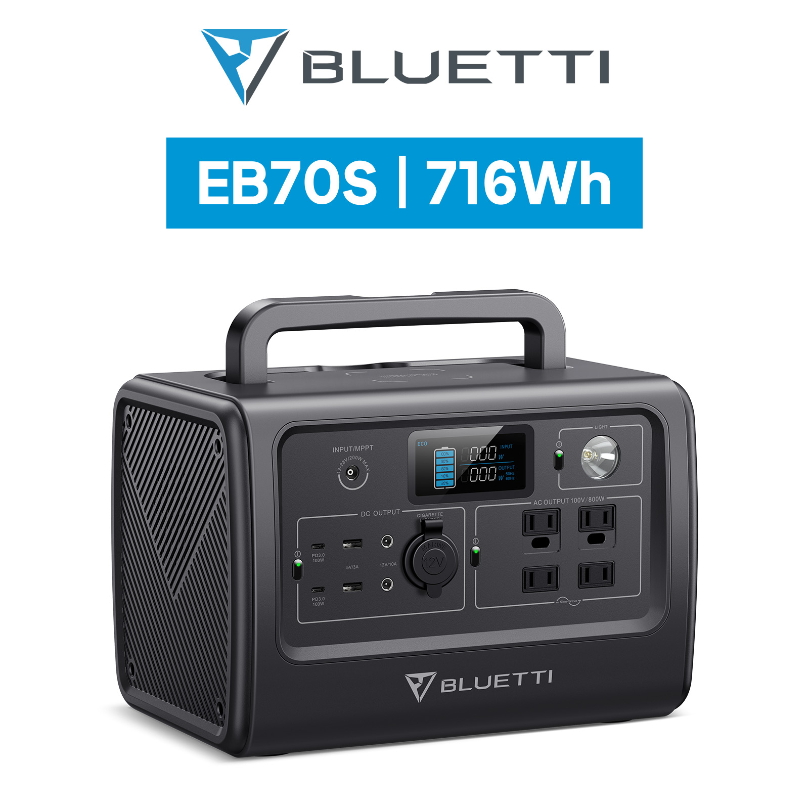 BLUETTI ポータブル電源 EB70S 716Wh/800W 大容量 小型 軽量 蓄電池 