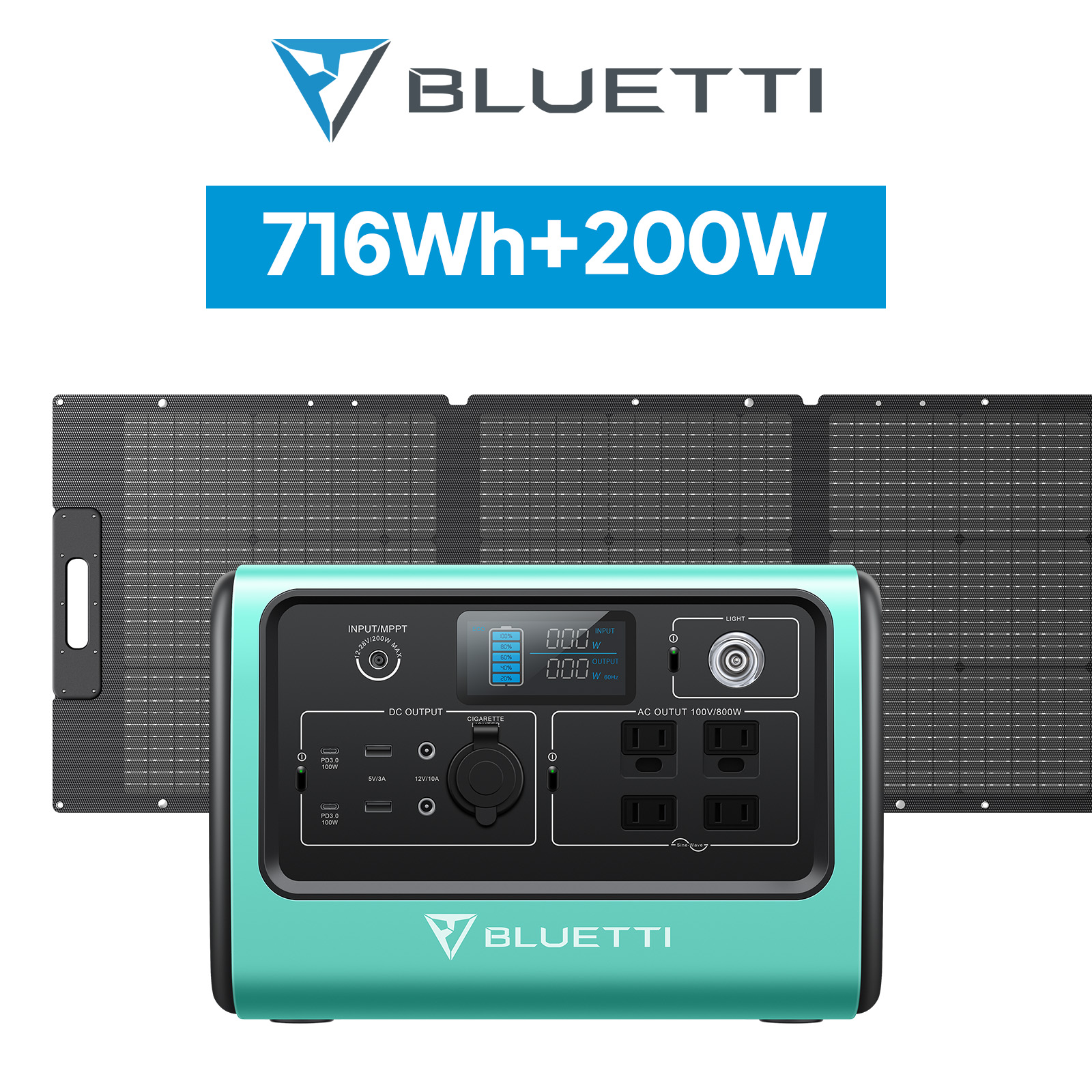 BLUETTI ポータブル電源 ソーラーパネル セット EB70S+200W 家庭用 ポータブルバッテリー 716Wh/800W リン酸鉄 発電機 防災  停電 軽量 急速充電 色：グリーン : eb70s-2-15-yahjp-00 : BLUETTI JAPAN ヤフーショップ - 通販 -  Yahoo!ショッピング