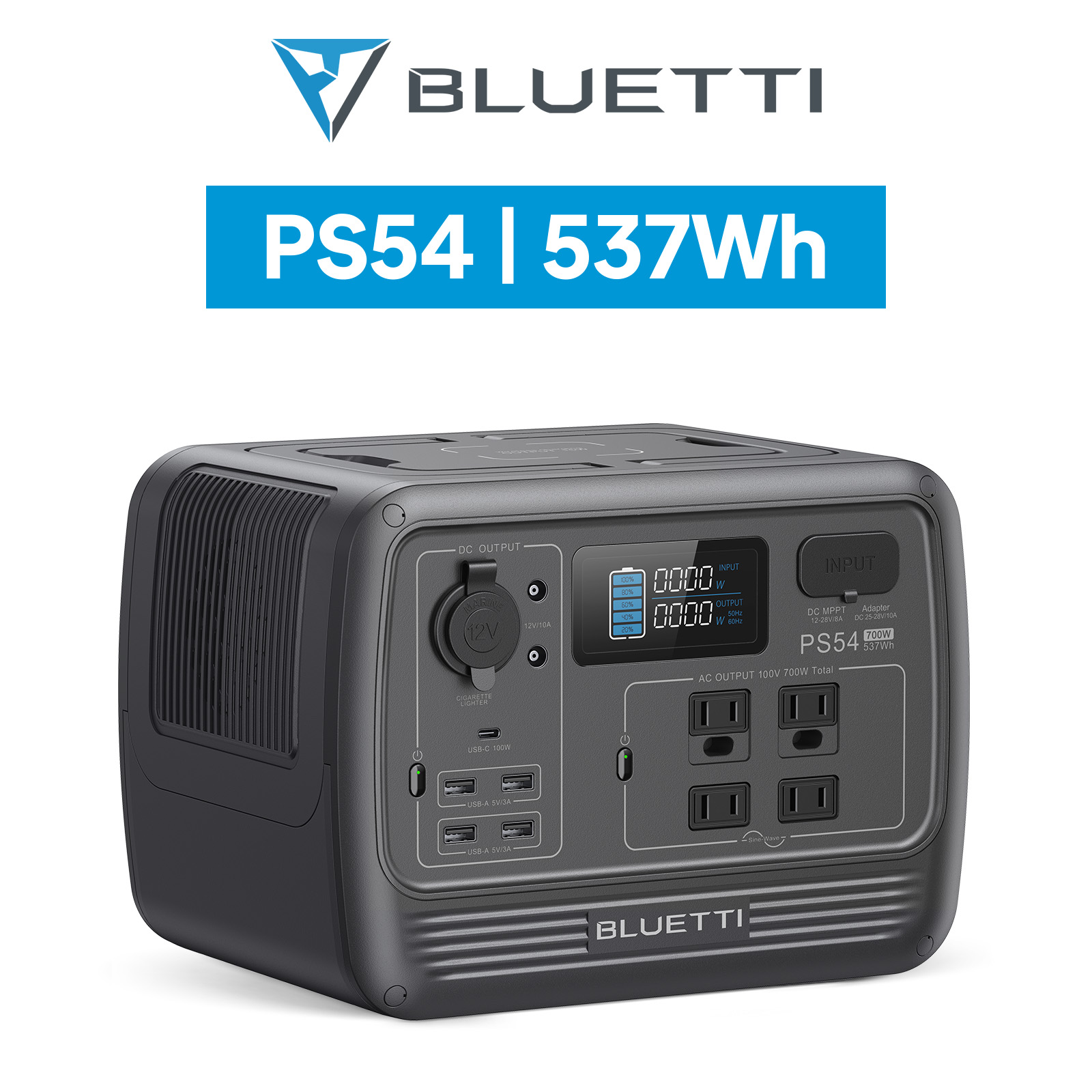 BLUETTI ポータブル電源 PS54 537Wh/700W 小型軽量 家庭用 蓄電池 2年 
