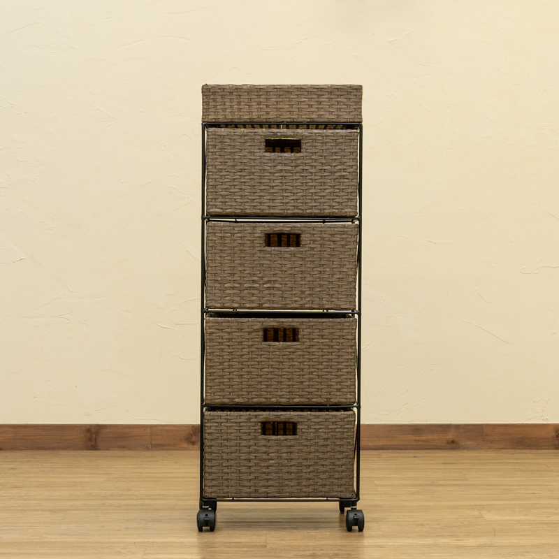 サカベ ラタン調 チェスト 4段 : Practica-LIFE - 通販 - Yahoo