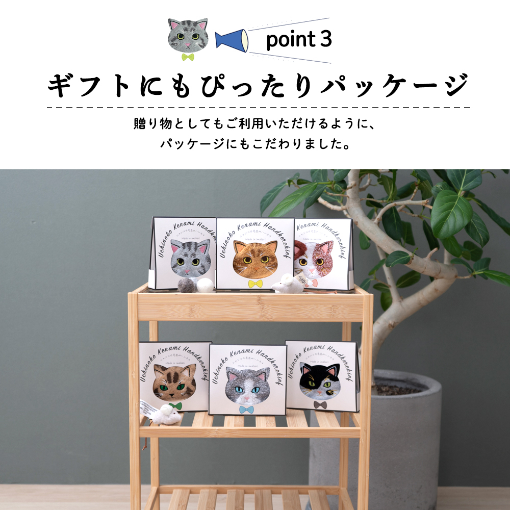 うちの子メイト にゃんこシリーズ今治毛並みタオルハンカチ