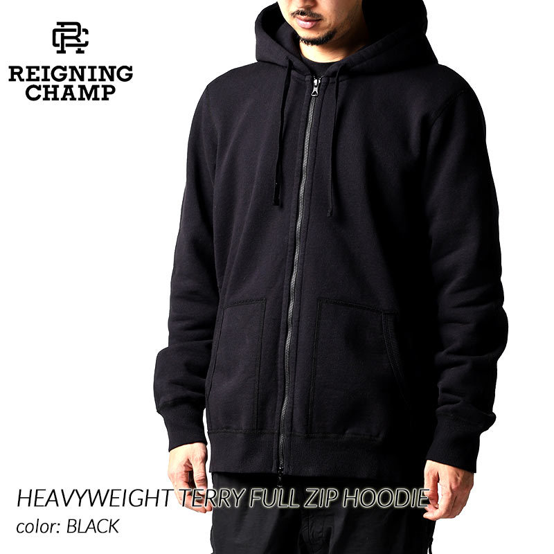 REIGNING CHAMP HEAVYWEIGHT TERRY FULL ZIP HOODIE BLACK レイニング 