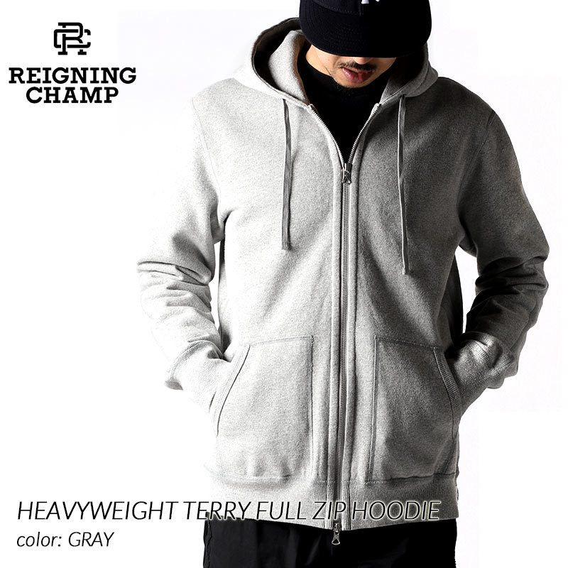 REIGNING CHAMP HEAVYWEIGHT TERRY FULL ZIP HOODIE GRAY レイニング