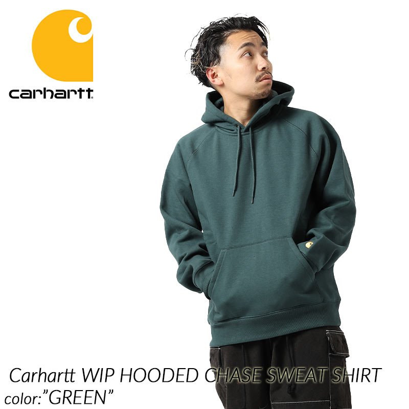 Carhartt WIP ロゴ フーディ グリーン Carhartt 日本未発売 WIP HOODED CHASE SWEAT SHIRT GREEN