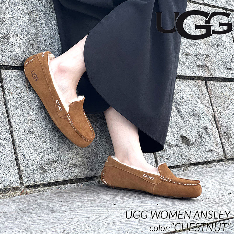 UGG WOMEN ANSLEY CHESTNUT アグ ウィメンズ アンスレー モカシン パンプス シューズ レディース ローファー ベージュ  茶色 1106878 4135 PRECIOUS PLACE 通販 