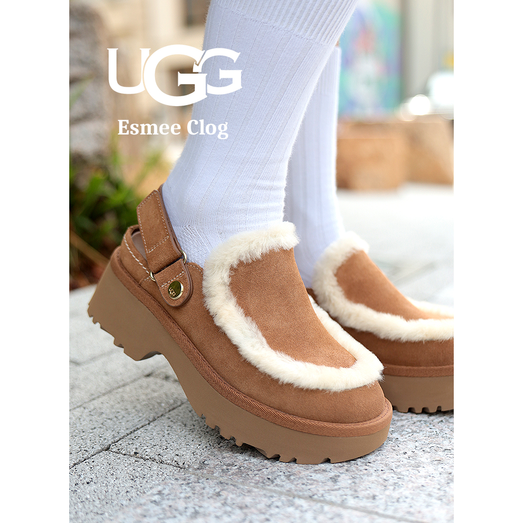 【美品】ugg アグ エスミー レザー クロッグ23cm ボア ファー アグ UGG エスミー レザー クロッグ サンダル クロッグサンダル サボ