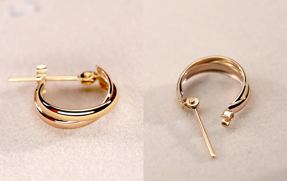 ピアス レディース フープピアス 幅広 細 太 k18 18k 18金 イエロー