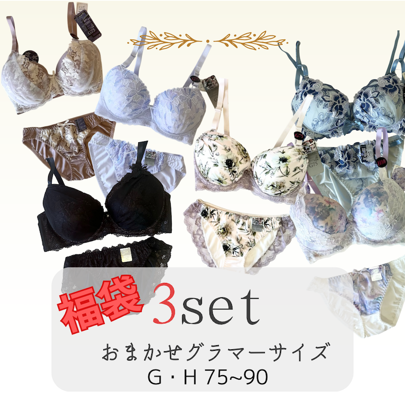 G H カップ 福袋 大きいサイズ 3点セット ブラセット ショーツ