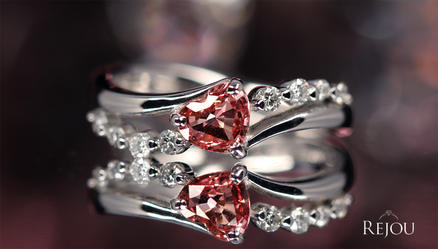 ハートシェイプパパラチアサファイア 0.584ct ダイヤモンド 0.16ct