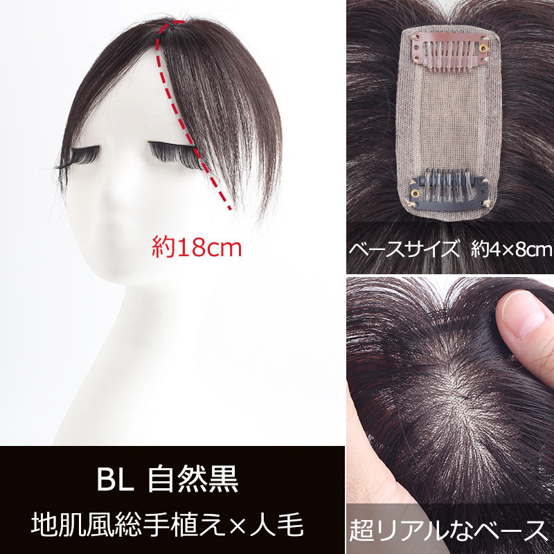 部分ウィッグ 全国カット 返品交換OK 小面積 4×8cm 頭頂部 人毛 自然 白髪隠し 地肌風総手植え ウィッグ 高品質 エレガント ふんわり 私元気 BHADS48_1