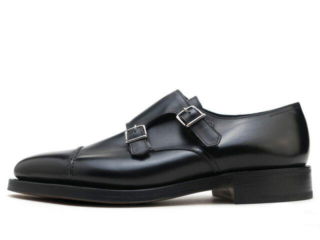 ア*ボ様 John Lobb メンズ モンクシューズ 黒 美しいUモックシューズ】ジョンロブ MANCHESTER CALF BLACK
