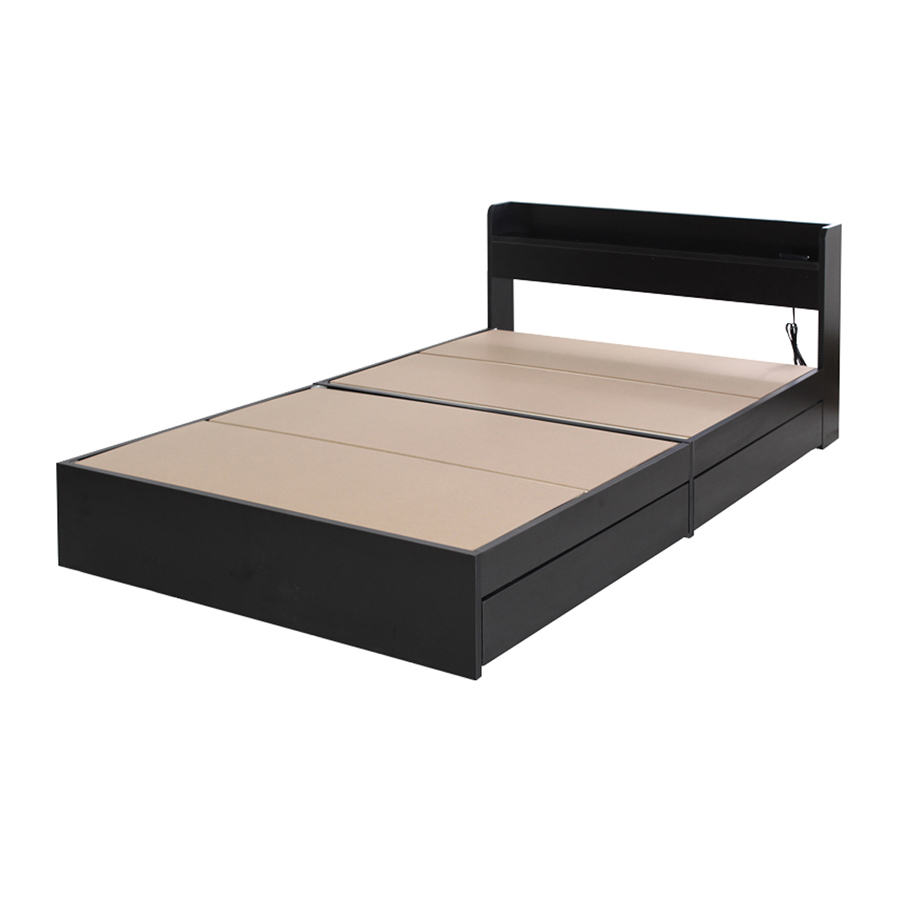 ベッド ダブル D RUES ルース 棚・コンセント付き 収納ベッド 引出し2杯 コンセント付き 8色から選べる ベッドフレームのみ cy44115 | スタンザインテリア | 02