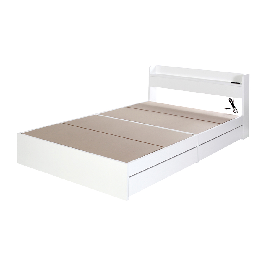 ベッド ダブル D RUES ルース 棚・コンセント付き 収納ベッド 引出し2杯 コンセント付き 8色から選べる ベッドフレームのみ cy44115 | スタンザインテリア | 01