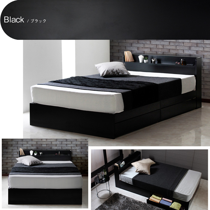 ベッド ダブル D RUES ルース 棚・コンセント付き 収納ベッド 引出し2杯 コンセント付き 8色から選べる ベッドフレームのみ cy44115 | スタンザインテリア | 20