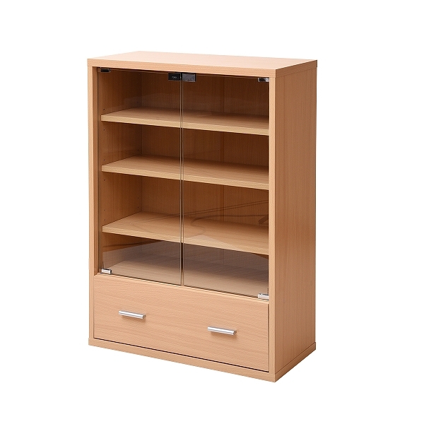 ガラスキャビネット 引き出し 付き 6BOX リビングキャビネット 木製キャビネット 飾り棚 リビング収納 本棚 にもなる 棚 ラック チェスト 幅 60 cm 高さ90