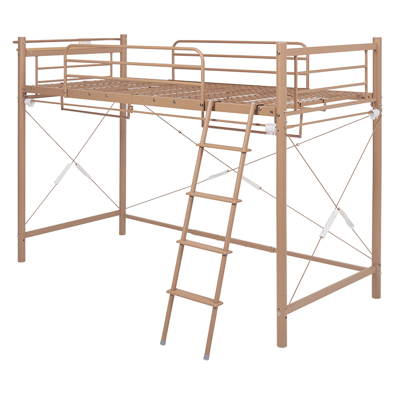 ベッド カーテンを取り付けられるロフトベッド ミドルタイプ 高さ159cm コンセント付き宮棚 ハンガーポール 2ウェイ スチールパイプ シングルベッド KH-3691 | HAGiHARA | 02