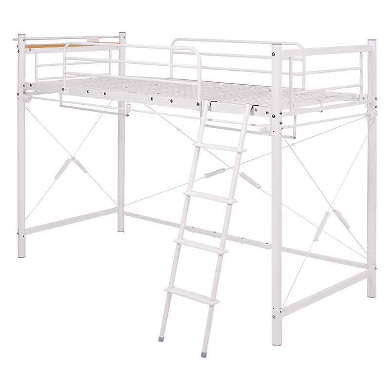 ベッド カーテンを取り付けられるロフトベッド ミドルタイプ 高さ159cm コンセント付き宮棚 ハンガーポール 2ウェイ スチールパイプ シングルベッド KH-3691 | HAGiHARA | 01